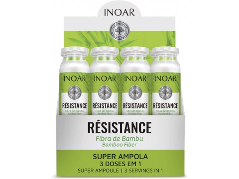 Inoar Resistance Fibra de Bambu Ampola Ampulių pakuotė pažeistiems plaukams 12x45ml